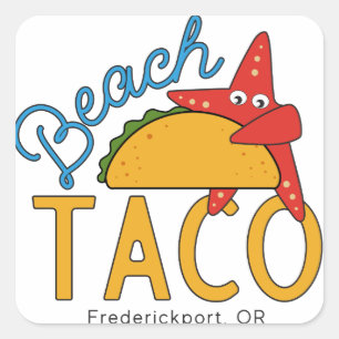 Beach Taco-stickare Fyrkantigt Klistermärke