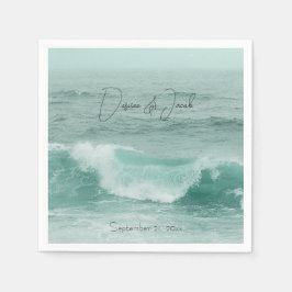 Beach Teal White Nautical Ocean Vågar Pappersservett