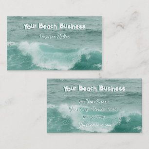 Beach Teal White Nautical Ocean Vågar Visitkort