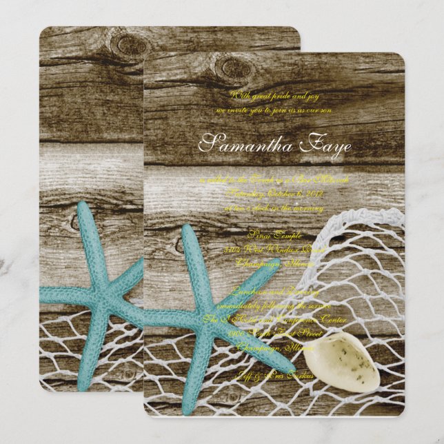 BEACH TEMA B'NOT B'NAI PUB BAT MITZVAH INBJUDAN (Fram/baksida)