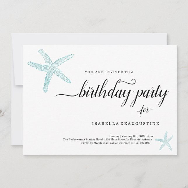 Beach-tema Födelsedagsfest inbjudan (Framsida)