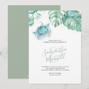 Beach-tema, Förlovningsfest Inbjudan vattenfärg