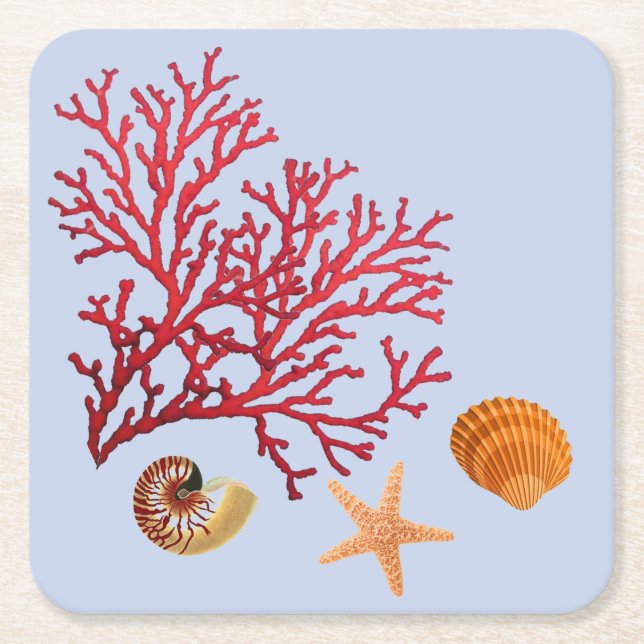 Beach temaparty underlägg papper kvadrat (Framsidan)