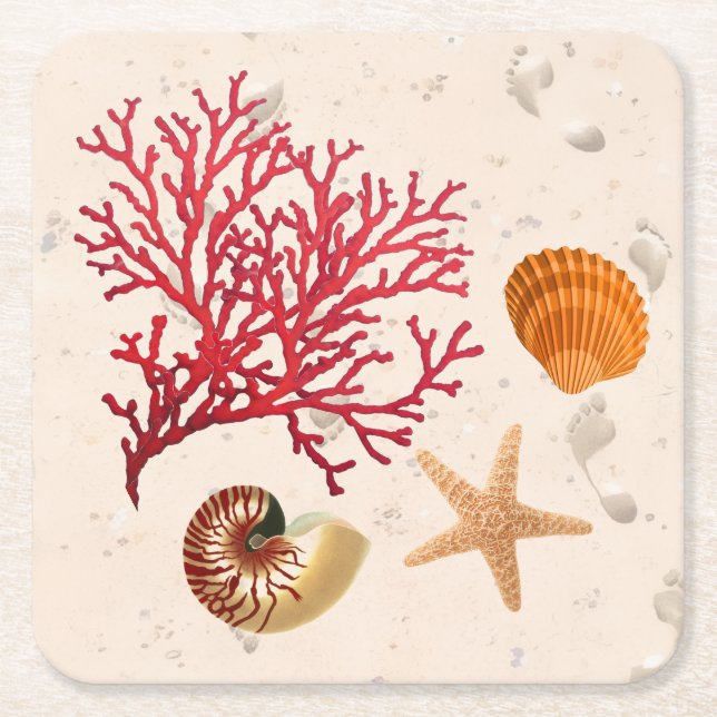 Beach-temaparty Underlägg Papper Kvadrat (Framsidan)