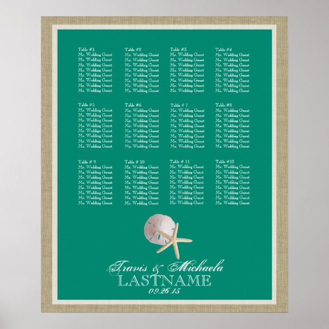 Beach-tematdiagram med utbytbart Färg Poster (Framsidan)