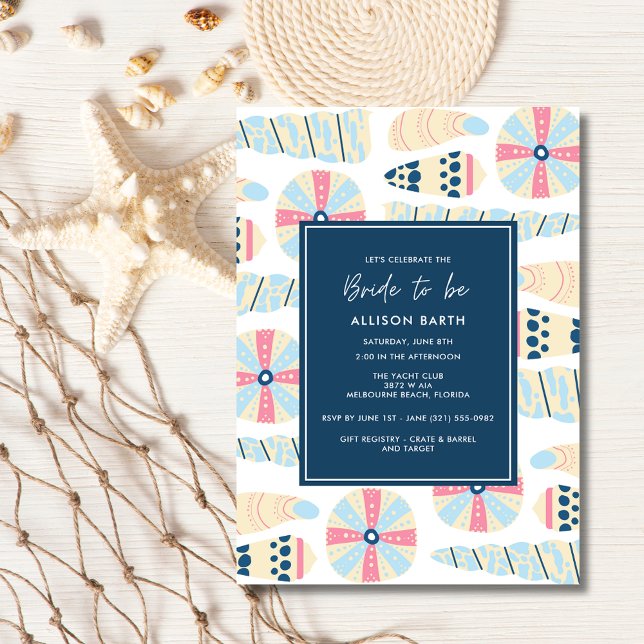 Beach Thated Möhippa Party Inbjudningar (Beach Themed Bridal Shower Party Invitation)