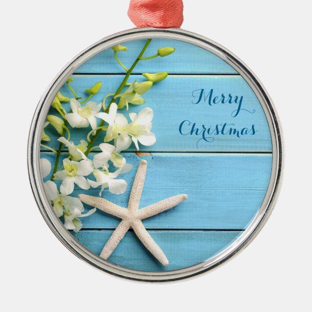 Beach Theckans jul Ornaments Round Starfish Julgransprydnad Metall (Framsidan)