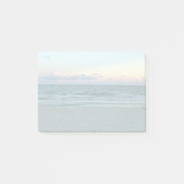 Beach Theckes, en persika med vit sand, blå Vatten Post-it Block (Framsida)
