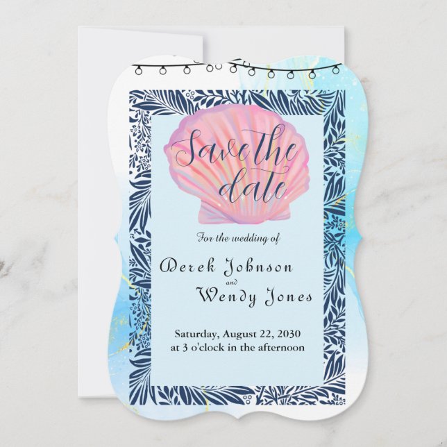 Beach-Thed-bröllopsinbjudan (Framsida)