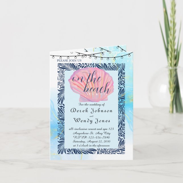 Beach-Thed-bröllopsinbjudan Inbjudan (Framsida)