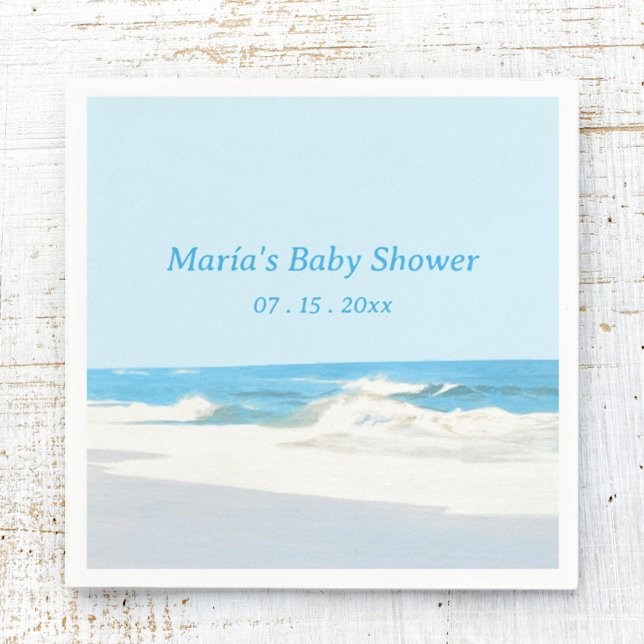 Beach Theme Baby Shower Napkin Ocean-Sjölandskap Pappersservett (Skapare uppladdad)