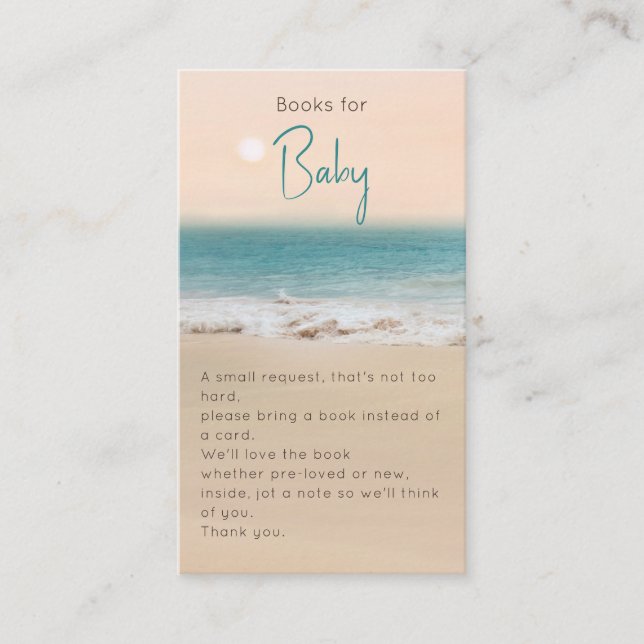 Beach Theme Bokar for Baby Shower Tilläggskort (Framsida)