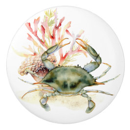 Beach Theme Crab Art Knopp