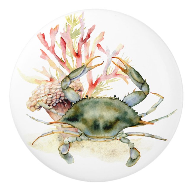 Beach Theme Crab Art Knopp (Framsidan)