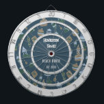 Beach Theme Family Namn Darttavla<br><div class="desc">Ditt strandhus, semesterhem eller spelrum kan njuta av den här personligen med dess nautiska tema i blått och vitt. Det finns en boj mönster som lätt kan bytas ut mot valfri bakgrund eller färg. Du kan anpassa ritytan ytterligare genom att ändra familjen namn och det år som fastställts. Du kan...</div>