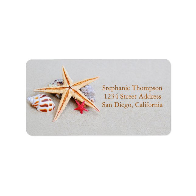 Beach Theme Starfish and Seashell Address Label Adressetikett (Framsidan)