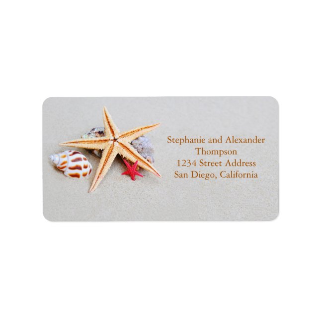 Beach Theme Starfish and Seashell Address Label Adressetikett (Framsidan)