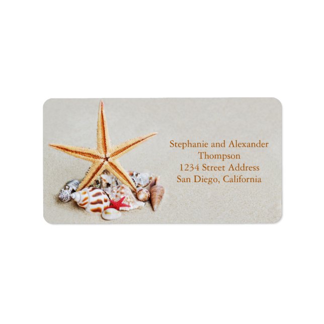 Beach Theme Starfish and Seashell Address Label Adressetikett (Framsidan)