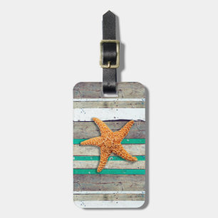 Beach Theme Starfish Bröllop Rustic Bagagebricka