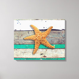 Beach Theme Starfish Bröllop Rustic Canvastryck