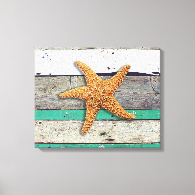 Beach Theme Starfish Bröllop Rustic Canvastryck (Framsida)