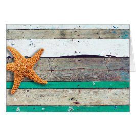 Beach Theme Starfish Bröllop Rustic Hälsningskort