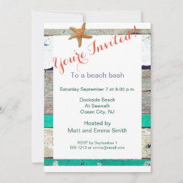 Beach Theme Starfish Bröllop Rustic Inbjudningar