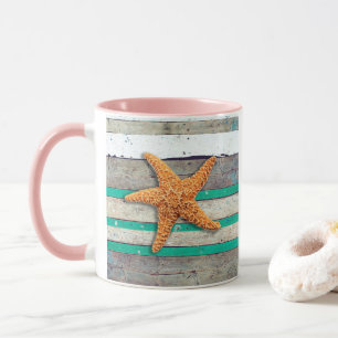 Beach Theme Starfish Bröllop Rustic Mugg