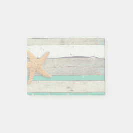 Beach Theme Starfish Bröllop Rustic Post-it Block