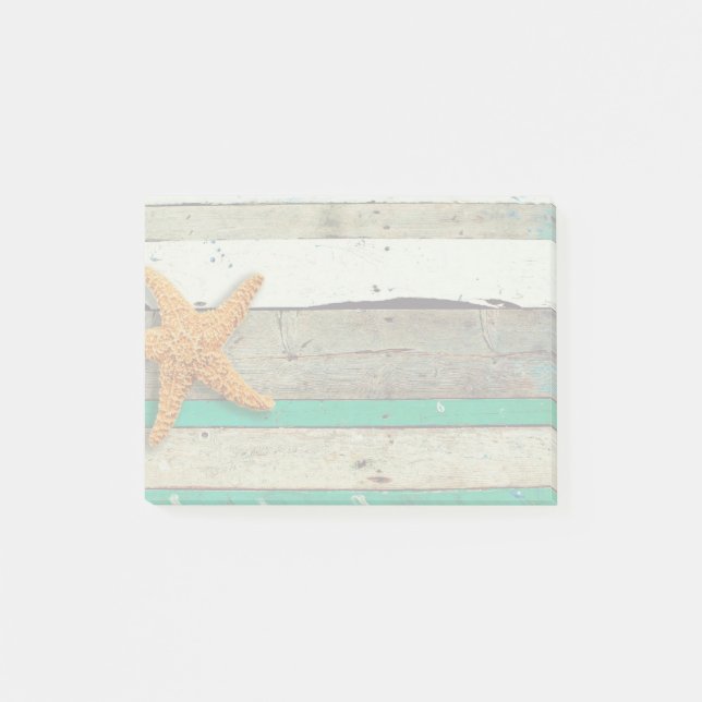 Beach Theme Starfish Bröllop Rustic Post-it Block (Framsida)