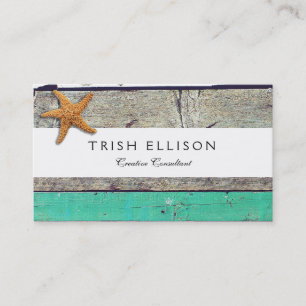 Beach Theme Starfish Bröllop Rustic Visitkort