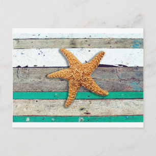 Beach Theme Starfish Bröllop Rustic Vykort