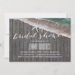 Beach Theme Starfish Wood Background Möhippa Inbjudningar