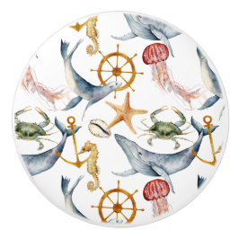 Beach Theme Watercolor Mönster Ceramic Knob Knopp