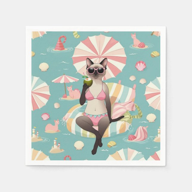 Beach themed for Siamese Cat lovers Pappersservett (Framsidan)