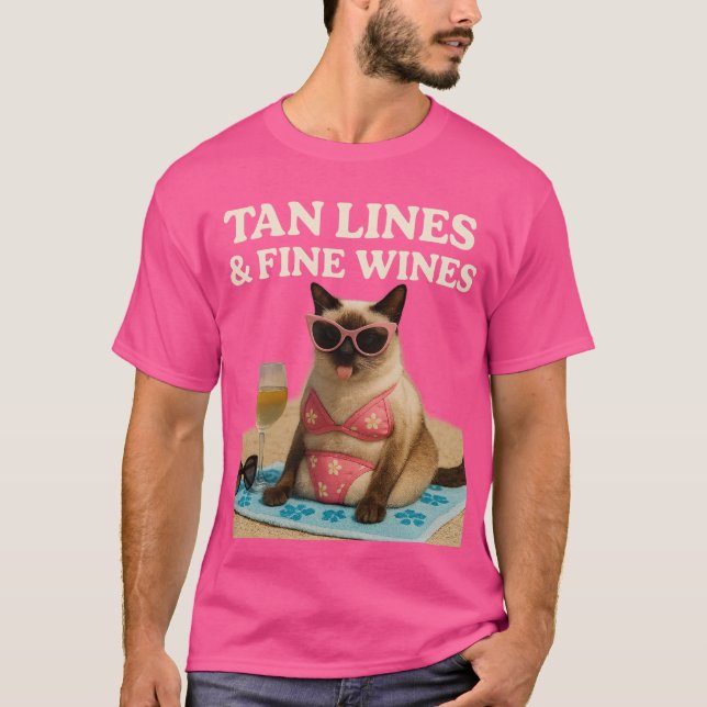 Beach themed for Siamese Cat Lovers T Shirt (Framsida)