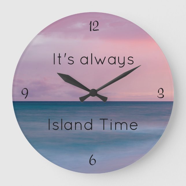 Beach Thmet, Island Time Clock Stor Klocka (Framsida)