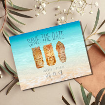 Beach Tiki Mask Bröllop spara datum