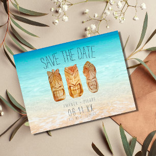 Beach Tiki Mask Bröllop spara datum Meddelande Vykort