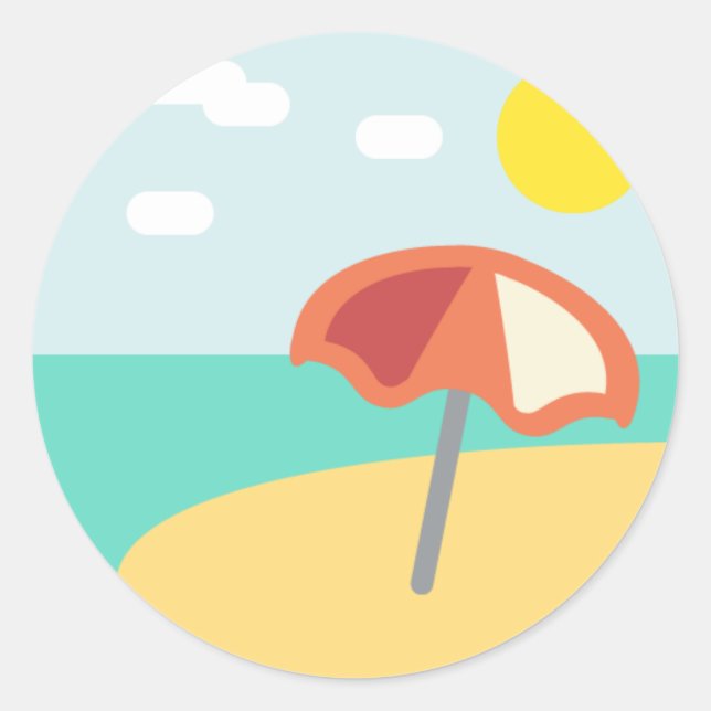 Beach Time Emoji Runt Klistermärke (Framsida)