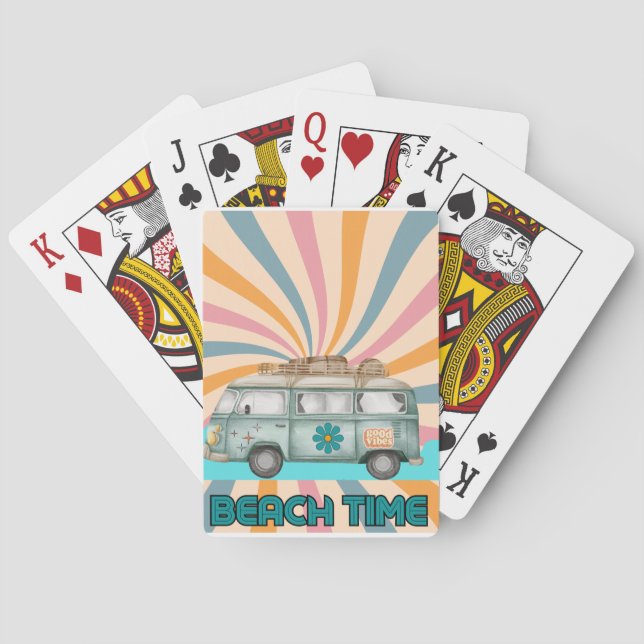 Beach Time Retro Van Vibes Casinokort (Baksidan)