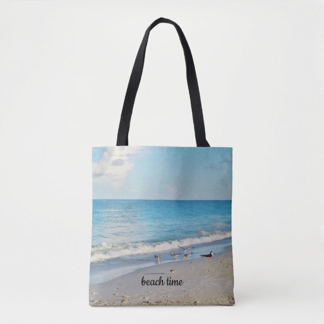 Beach Time Tote Bag Tygkasse (Framsida)