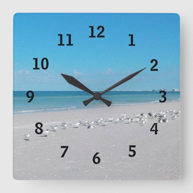 Beach Time Wall Clock Fyrkantig Klocka (Framsida)