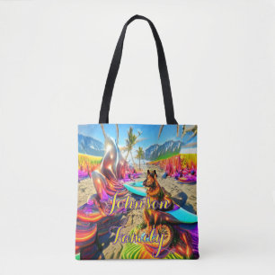 Beach Tote Bag Family German Shepherd Hund Tygkasse