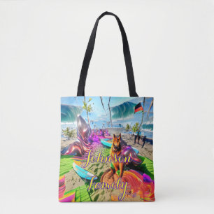 Beach Tote Bag Family German Shepherd Hund Tygkasse
