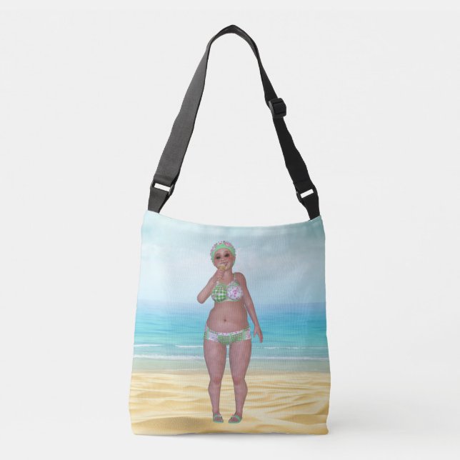 Beach Tote Bag med Funny Bathing Beauty Axelväska (Framsida)