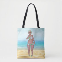 Beach Tote Bag med Funny Bathing Beauty