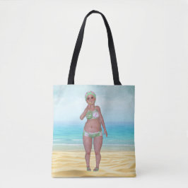 Beach Tote Bag med Funny Bathing Beauty Tygkasse
