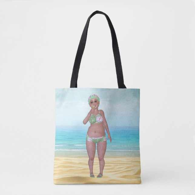 Beach Tote Bag med Funny Bathing Beauty Tygkasse (Framsida)