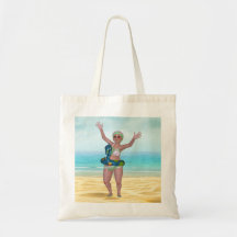 Beach Tote Bag med Funny Bathing Beauty